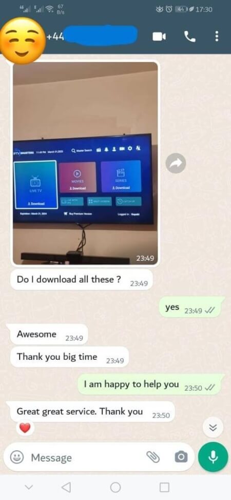 "Customer expressing joy over the affordability and quality of IPTV Cameroun’s subscription plans."